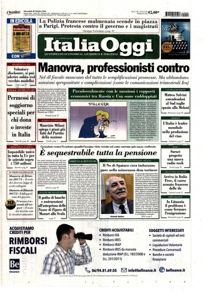 Italia oggi : quotidiano di economia finanza e politica